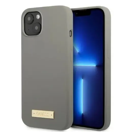Guess GUHMP13SSPLG iPhone 13 mini 5,4" szary|grey hard case Silicone Logo Plate MagSafe