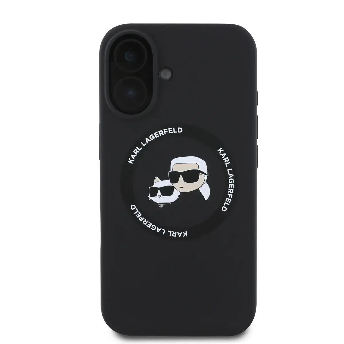 Karl Lagerfeld Liquid Silicone K&CH Heads MagSafe Case for iPhone 16 Black