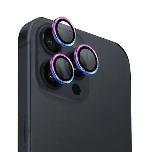 Uniq Optix Aluminum Camera Lens Protector iPhone 16 Pro 6.3" | 16 Pro Max 6.9" iridescent camera lens glass with applicator