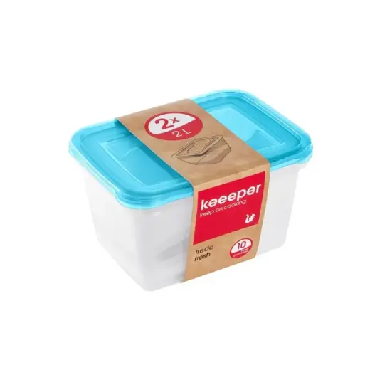 Toidunõude komplekt ristkülikukujuline 2x2L Fredo "Fresh" läbipaistev/helesinine
