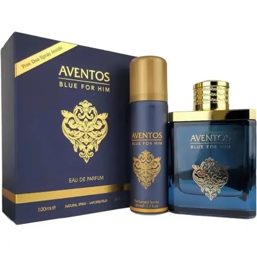 Set Fragrance World: Aventos Blue, Eau De Parfum, For Men, 100 ml + Aventos Blue, Body Spray, 50 ml