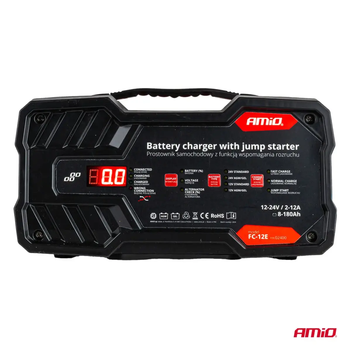 Battery charger 12A 12/24V  with jump starter 12V 75 A