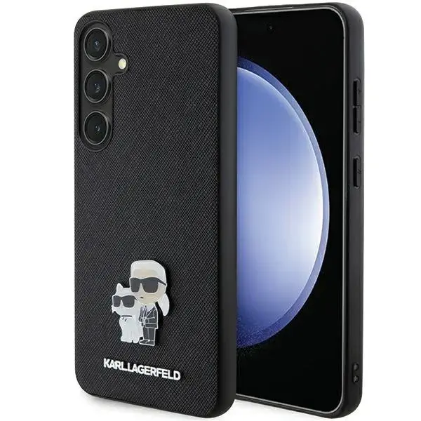 Original Pouch KARL LAGERFELD hardcase Saffiano Karl &
Choupette Metal Pin KLHCS24SPSAKCMPK for Samsung Galaxy S24 black
