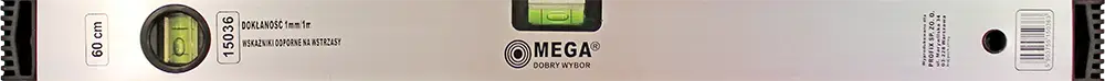 Līmeņrādis Mega  600mm 2 indik. 1mm/m