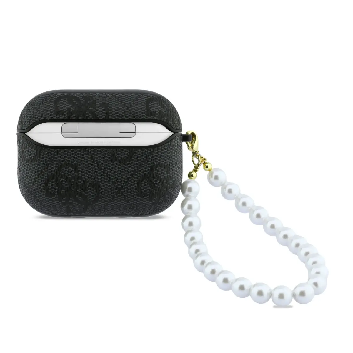 Guess PU 4G Classic Logo Pearl Strap Case for AirPods Pro 3 Black