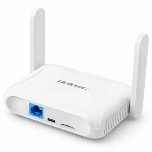Qoltec Home & Travel 4G LTE Router with Wi-Fi 6 | AX300 | 2.4GHz | Dual Antenna | USB-C | Micro SIM