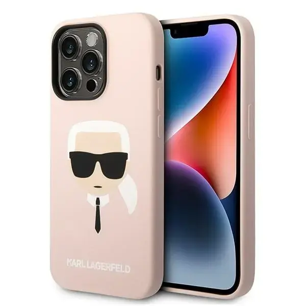 Karl Lagerfeld KLHMP14LSLKHLP iPhone 14 Pro 6,1" hardcase jasnoróżowy|light pink Silicone Karl`s Head Magsafe