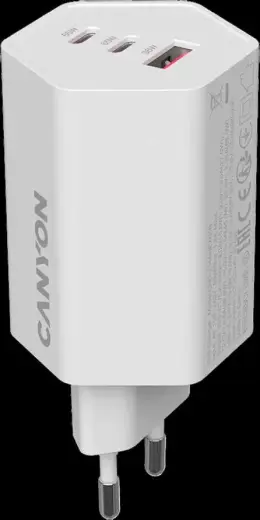 CANYON charger HEXAGON 65 GaN 65W 2xPD 1xQC EU White