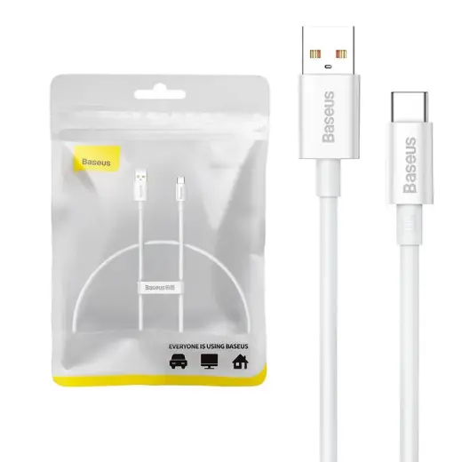 Baseus P10320102214-00 data transfer and charging cable | USB-A to USB-C | 100W | 0.25m | white