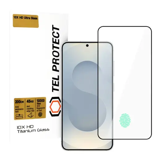 Tel Protect 10X HD Titanium tempered glass for phone Galaxy S25+ | Galaxy S24+ (under-display fingerprint compatible)