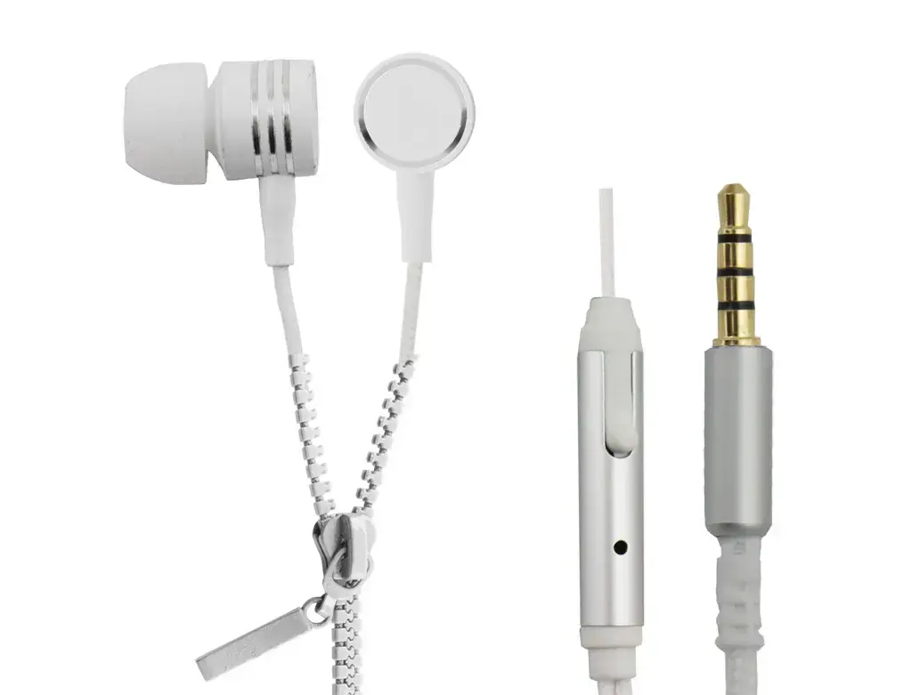 Earphones ZIPPER with microphone white