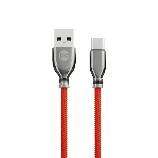 Forever Tornado datu pārraides un uzlādes vads | USB-A uz USB-C | 15W | 1m | sarkans