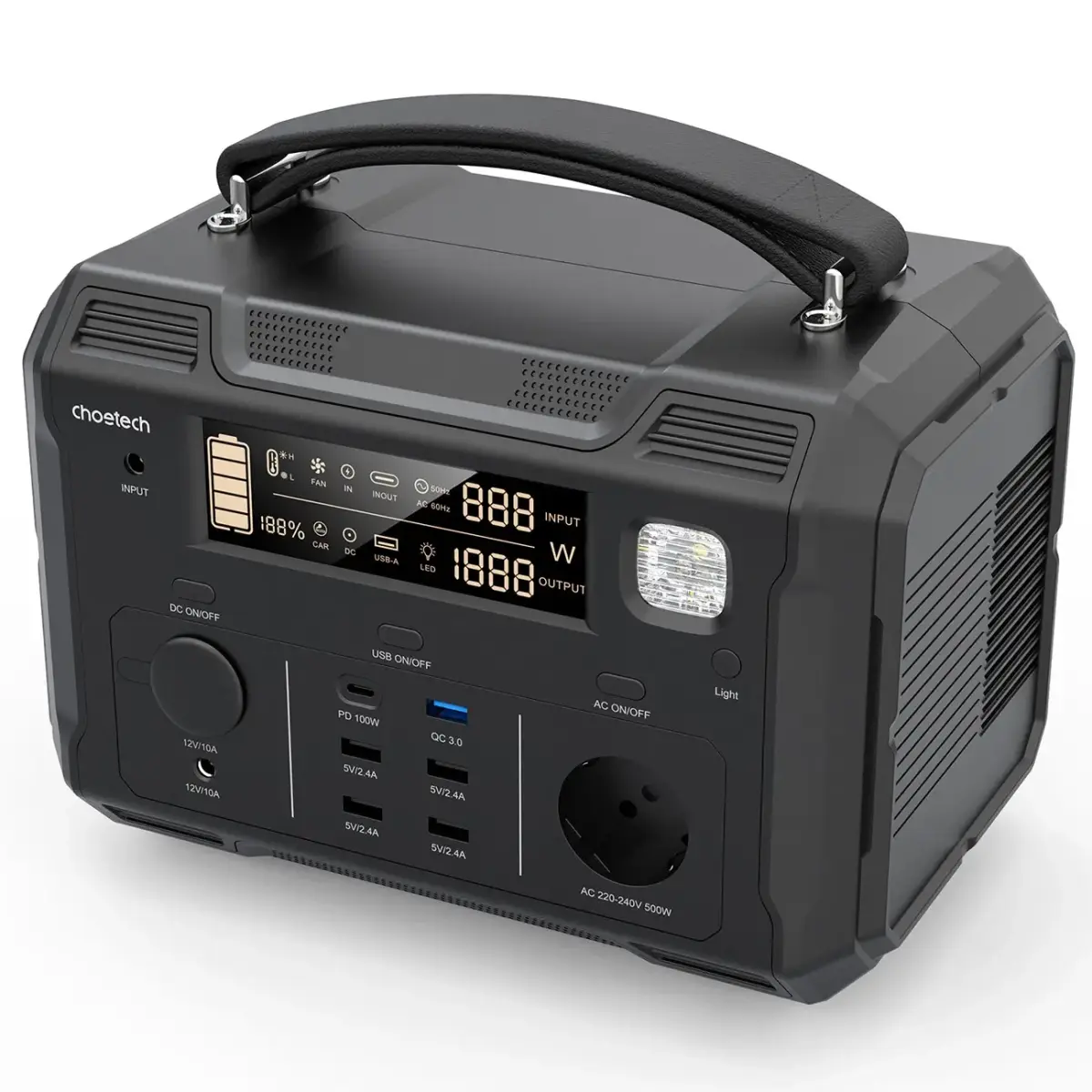 Choetech ārējais akumulators 484Vh 500W melns (BS004)