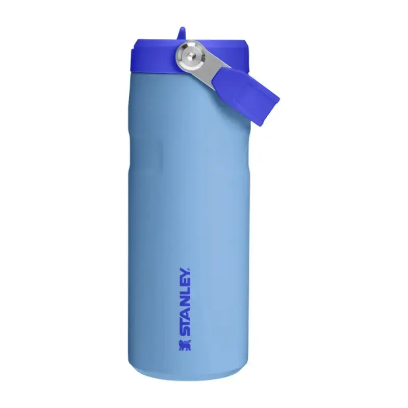 Termopudele ar salmiņu The IceFlow Bottle Flip Straw 2.0 0,47L gaiši zila