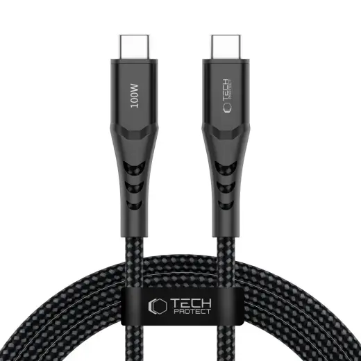 Tech-Protect Ultraboost UB11T duomenų perdavimo ir įkrovimo laidas | USB-C į USB-C | PD, QC 3.0 | 100W | 2m | juodas
