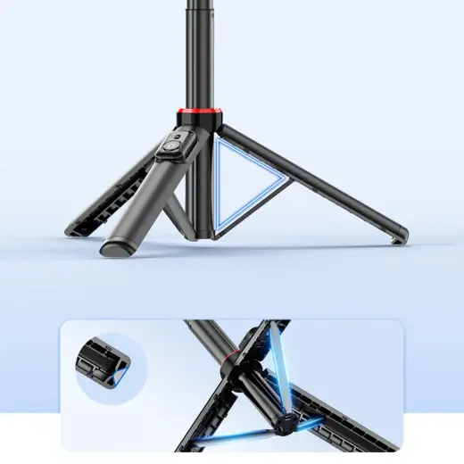 Selfie stick WC1Y2S 1.3m aluminum alloy telescopic tripod with phone holder - black