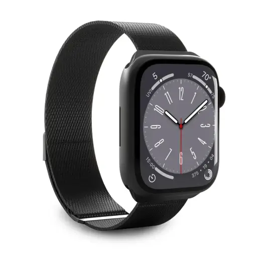 Puro MILANESE nutikella rihm Apple Watch (42/44/45/49 mm) jaoks | roostevaba teras | must