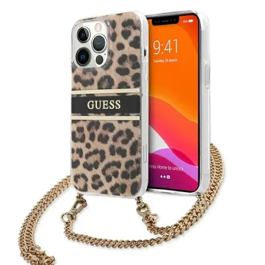 Guess GUHCP13LKBCLE iPhone 13 Pro | 13 6,1" Leopard hardcase Gold Strap