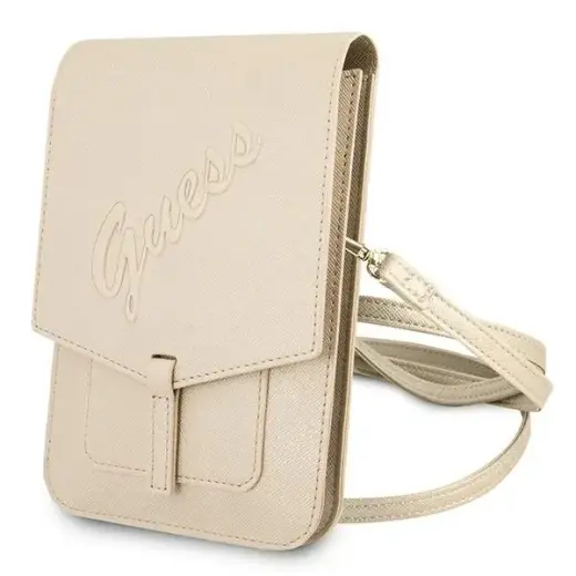 Guess Handbag GUWBRSAVSLG Gold Saffiano Script