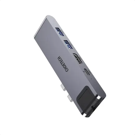 Choetech docking station for Apple MacBook Pro adapter HUB USB Type C 7in2 100W PD gray (HUB-M24)