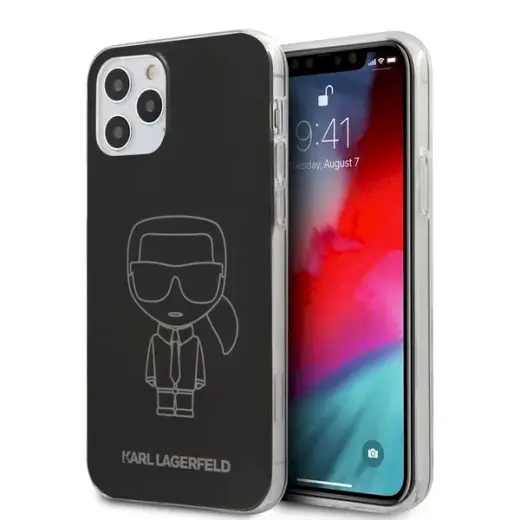Karl Lagerfeld KLHCP12MPCUMIKBK Iconic Outline maciņš telefonam iPhone 12 | iPhone 12 Pro melns