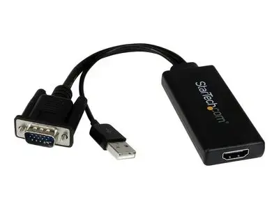 StarTech.com VGA to HDMI Adapter with USB Audio & Power - Portable VGA to HDMI Converter - 1080p - video interface converter - HDMI | VGA | audio | USB - 26 cm