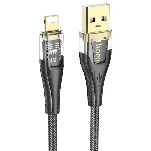 HOCO U121 провод для передачи данных и зарядки | USB-A на Lightning | 12W | 1.2m | чёрный, прозрачный