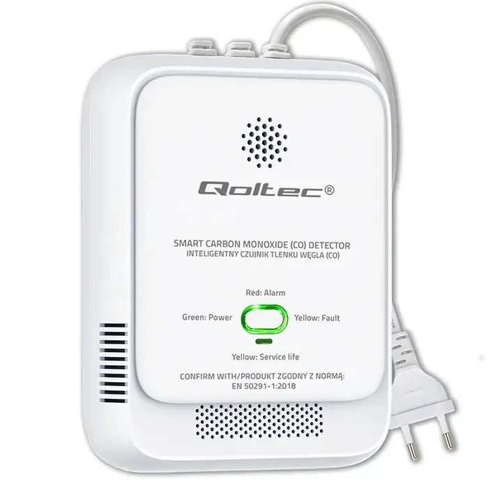 Qoltec Certified Carbon monoxide sensor | CO detector | alarm 85dB | LED