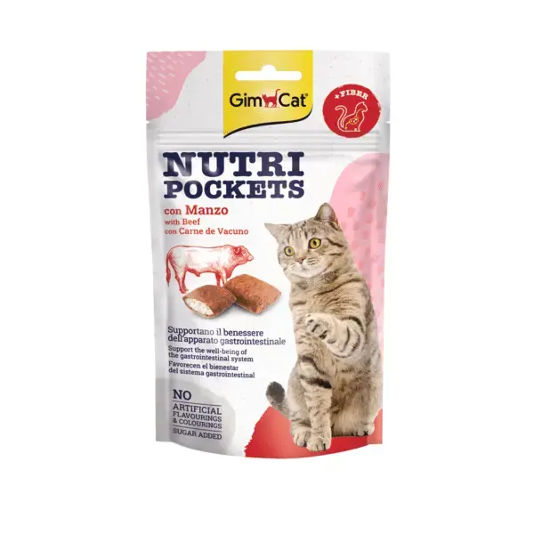 Gardumi kaķiem : GIMBORN GimCat Nutri Pockets with Beef and Malt 60g