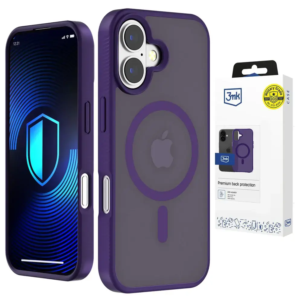 3mk Smoke MagCase maciņš ar MagSafe atbalstu telefonam iPhone 16 violets caurspīdīgs