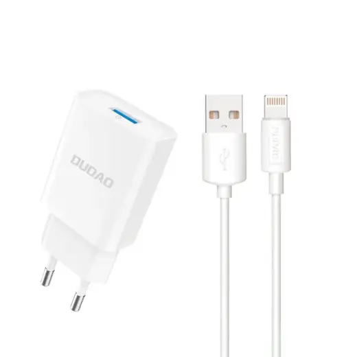 Dudao A4EU tīkla lādētājs | 10.5W | USB-A | ar USB-A uz Lightning vadu komplektā | balts