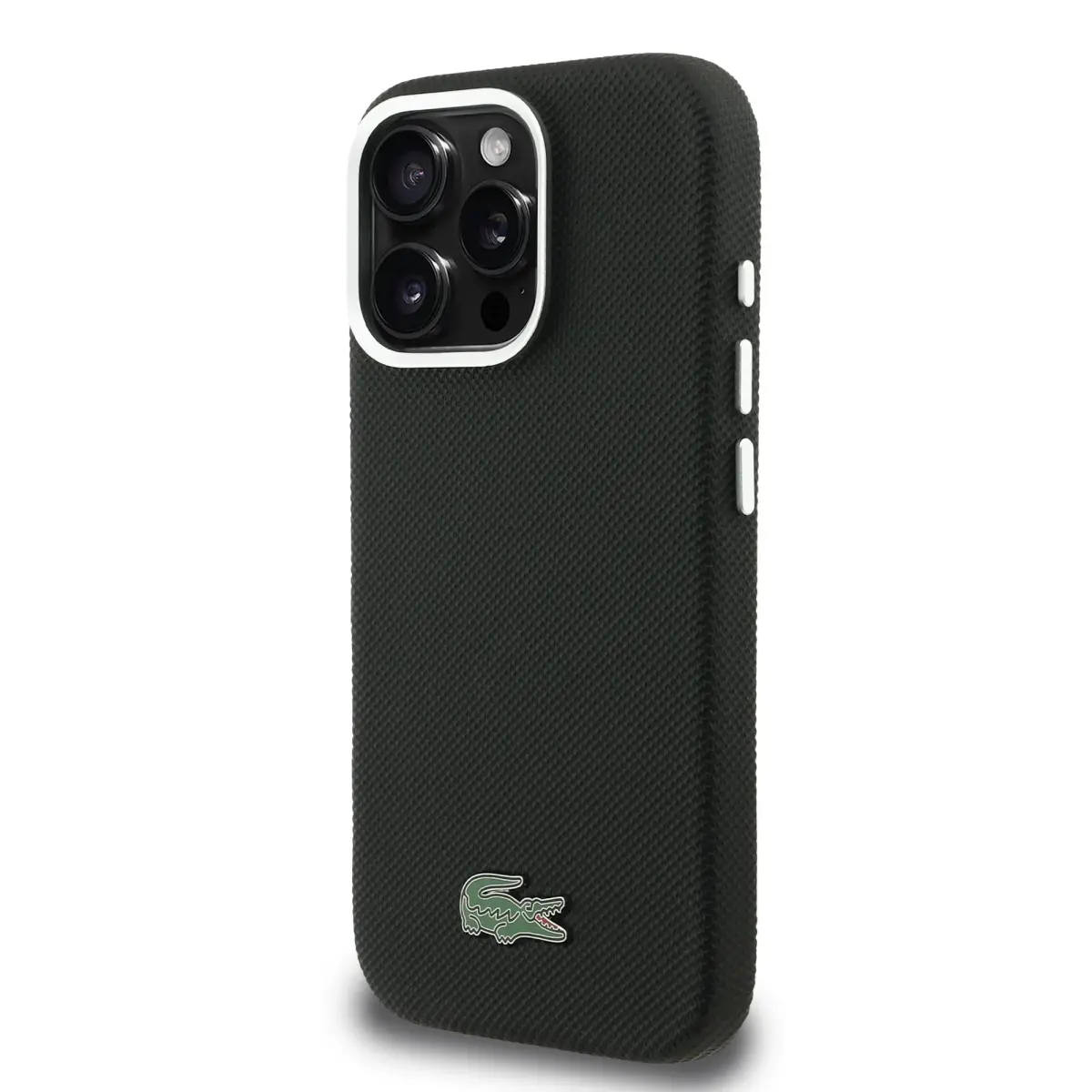 Lacoste Iconic Petit Pique Metal Logo maciņš ar MagSafe atbalstu telefonam iPhone 16 Pro Max melns