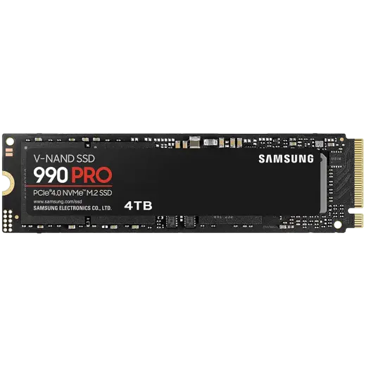 SAMSUNG 990 Pro SSD Client M.2 22x80mm NVMe PCIe® Gen4 4 TB,  Sequential Read: 7450 MB/s,  Sequential Write: 6900 MB/s,  Triple-Level Cell