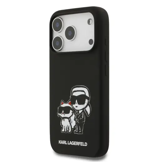 Karl Lagerfeld Liquid Silicone K&CH Sketch MagSafe Case for iPhone 17 Pro Black
