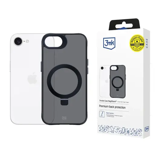 3mk Smoke Case Mag&Stand for Apple iPhone 16E black