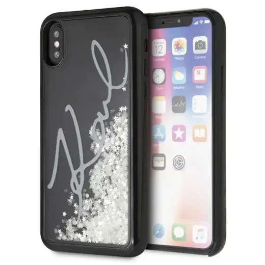 Karl Lagerfeld KLHCPXPH2IR iPhone X|Xs black Glitter Signature - Glow in the dark