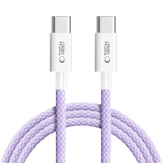 Tech-Protect Ultraboost Lite datu pārraides un uzlādes vads | USB-C uz USB-C | 60W | 2m | mauve