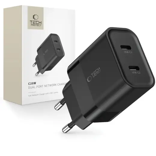 Tech-Protect C20W зарядное устройство | 20W | PD | USB-C | черное