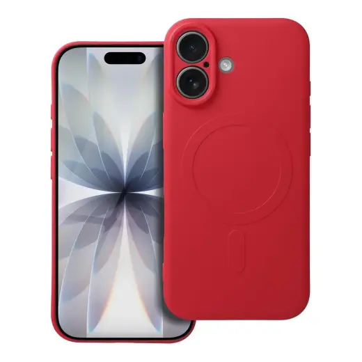 Silicone Mag Cover telefono dėklas su MagSafe palaikymu iPhone 17 raudonas