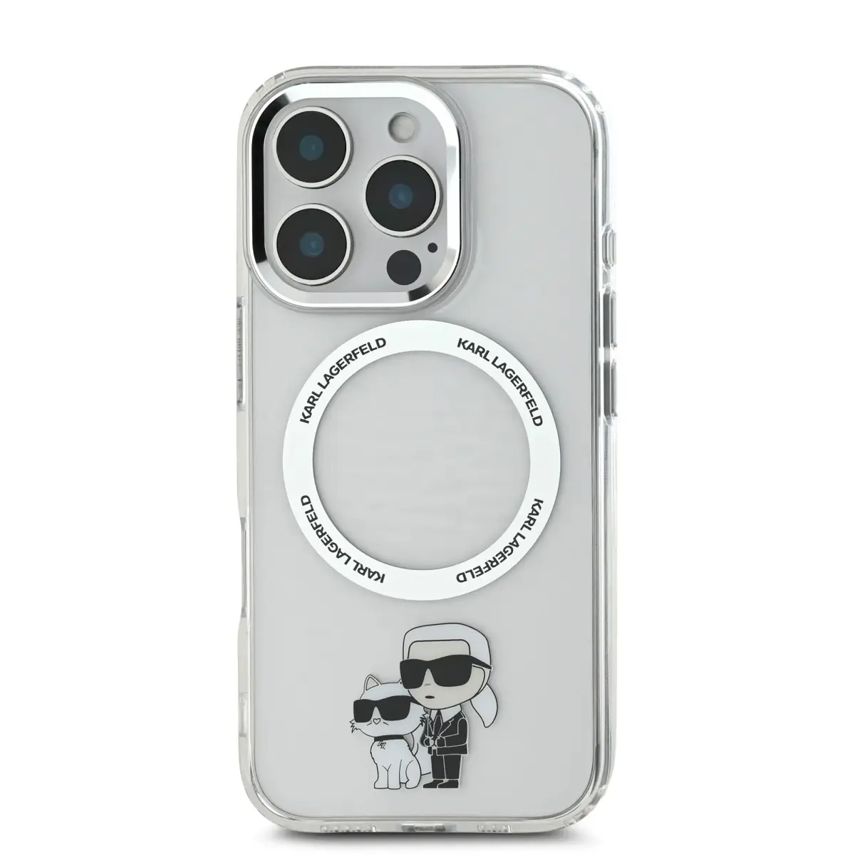 Karl Lagerfeld IML Karl and Choupette MagSafe Case for iPhone 16 Pro Transparent