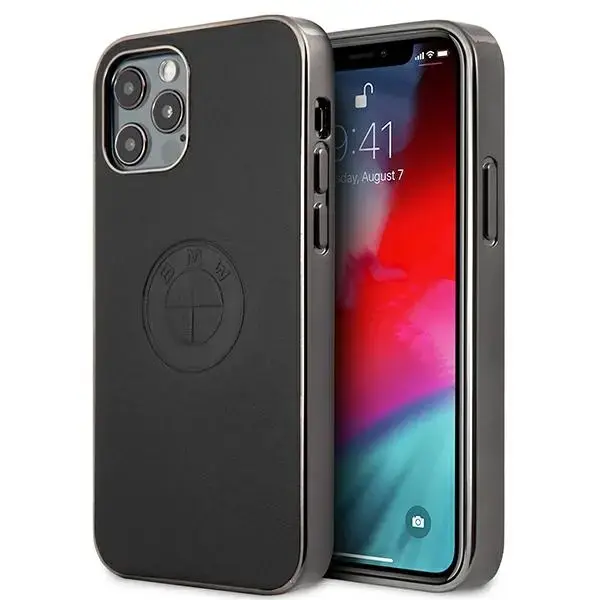 Etui BMW BMHCP12LREELK iPhone 12 Pro Max 6,7" czarny|black hardcase Leather Emboss