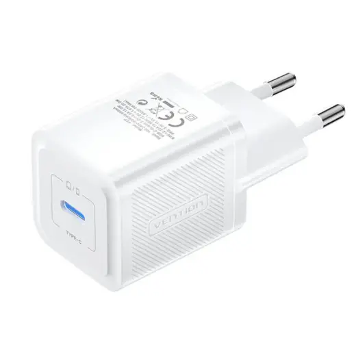 Vention FEPW0-EU tīkla lādētājs | 20W | GaN | USB-C | balts
