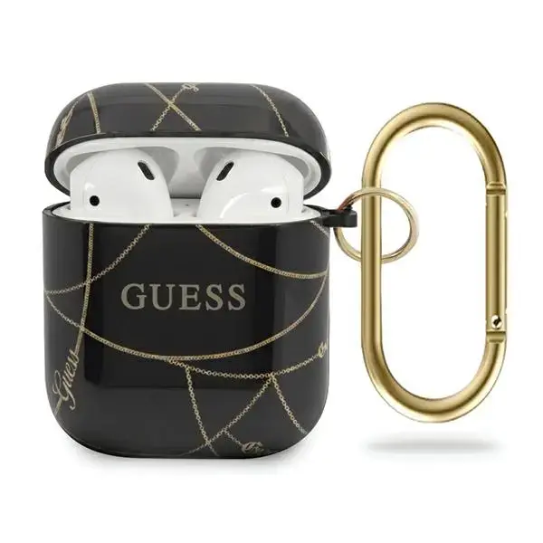 Guess GUACA2TPUCHBK AirPods cover czarny|black Gold Chain Collection