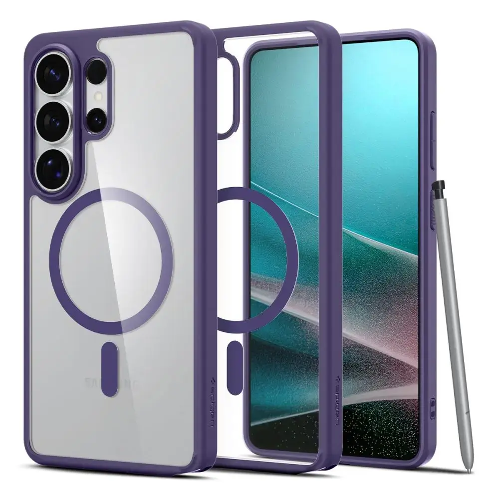 Spigen Ultra Hybrid Mag maciņš ar MagSafe atbalstu telefonam Samsung Galaxy S26 Ultra (S948) caurspīdīgs tumši zils
