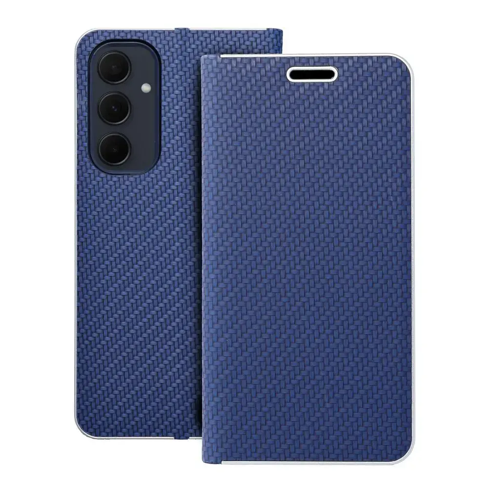 LUNA Carbon grāmatveida maciņš telefonam Samsung Galaxy A35 5G (A356) zils