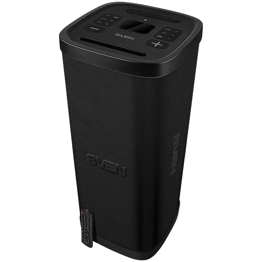 Speaker Party Box SVEN PS-1250, black (300W, TWS, IPx4, Bluetooth, FM, USB, microSD, LED-display, 13500mAh)