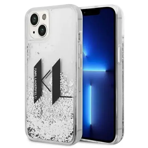 Karl Lagerfeld KLHCP14SLBKLCS iPhone 14 6,1" srebrny|silver hardcase Liquid Glitter Big KL