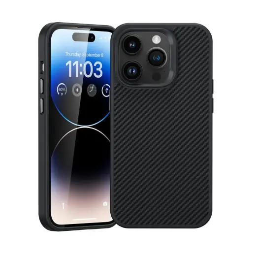 Benks Magnetic Hybrid Armor Pro Kevlar Case Metal Frame 600D for Iphone 15 Pro black