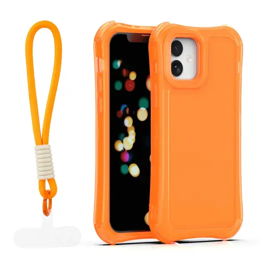 Safepop telefono dėklas su dirželiu iPhone 12 | iPhone 12 Pro oranžinis