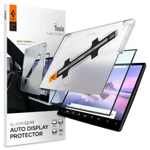 TEMPERED GLASS Spigen GLAS.TR "EZ FIT" TESLA MODEL X 2022 | MODEL S 2021 BLACK